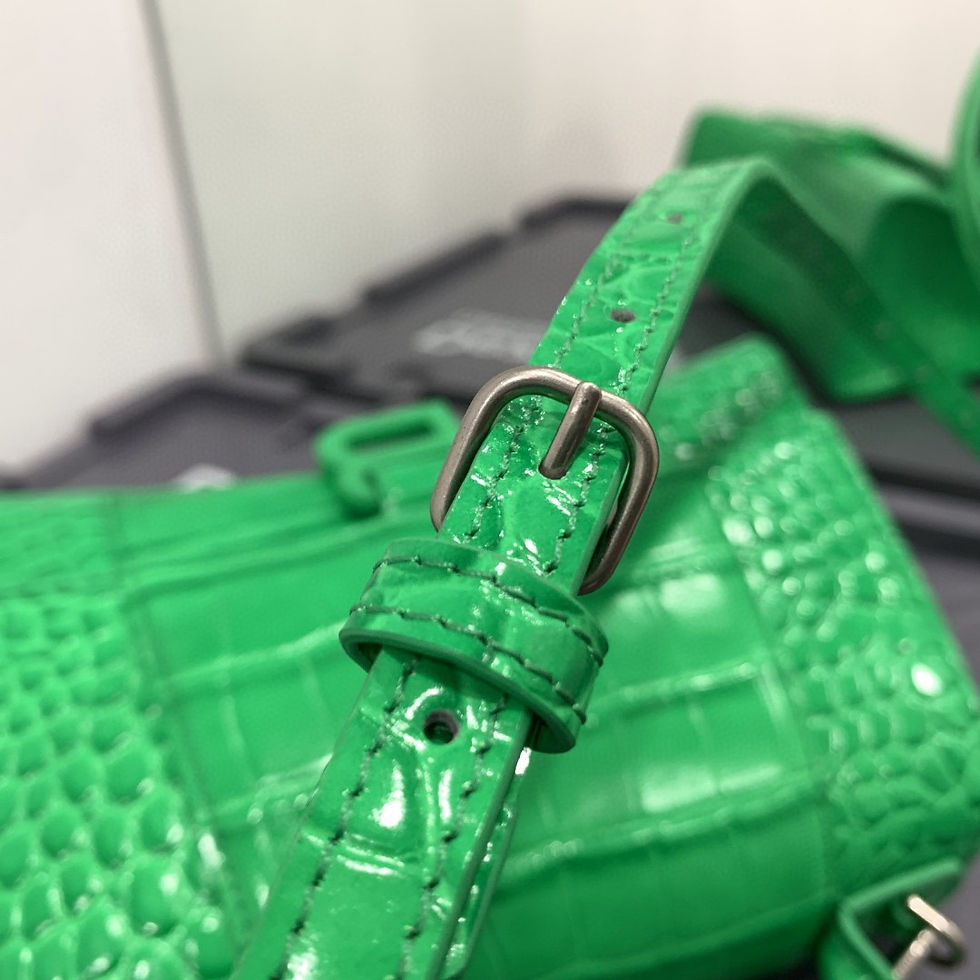 Thumbnail: Balenciaga Hourglass Croc Handbag Green Small