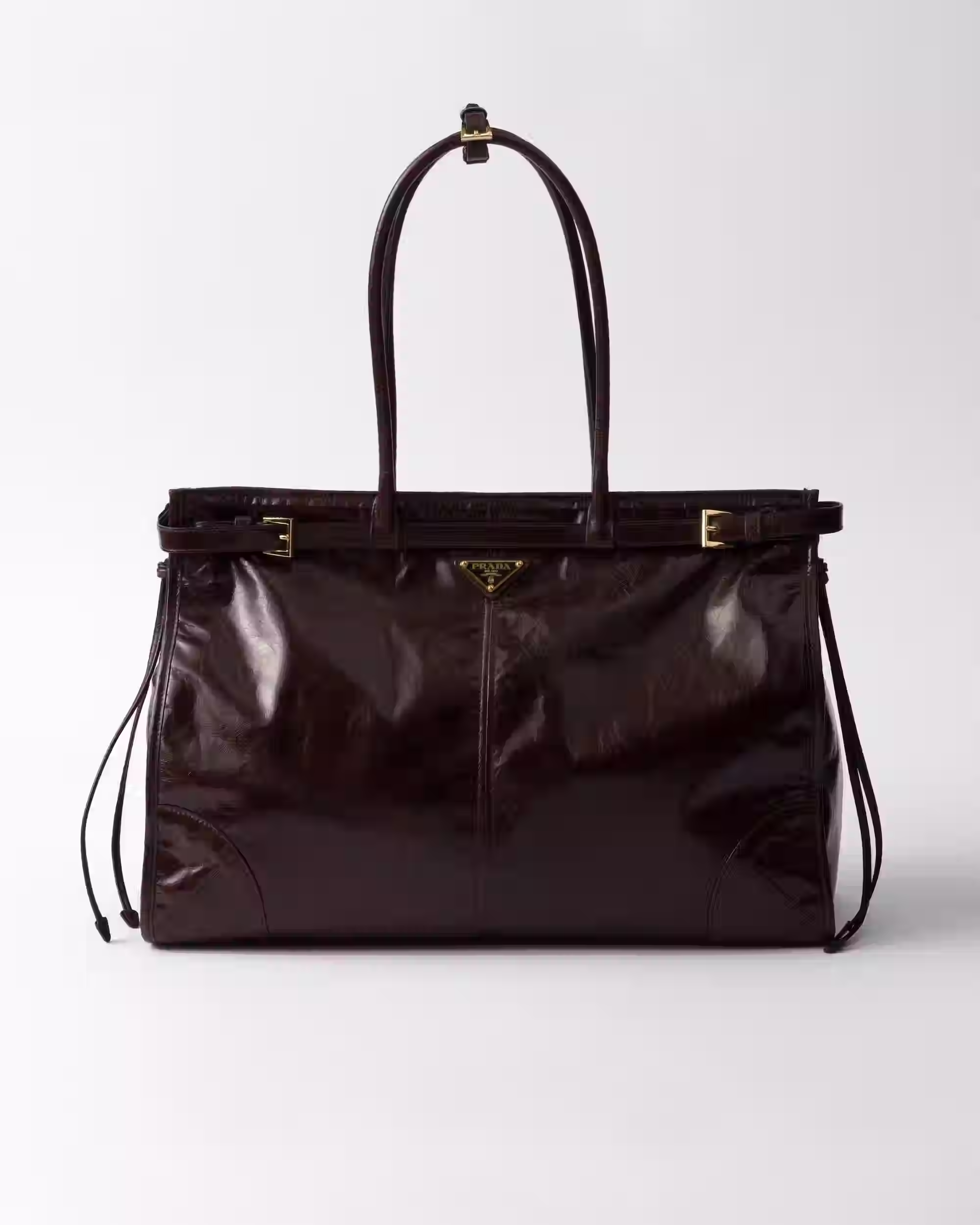 Prada Bonnie extra-large leather handbag Dark Brown