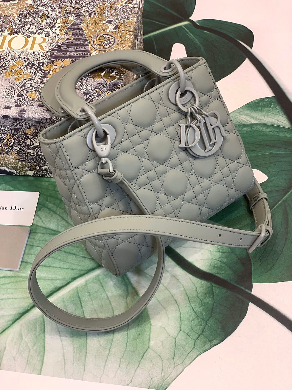 Thumbnail: Christian Dior Lady Dior Handbag Ultramatte Gray