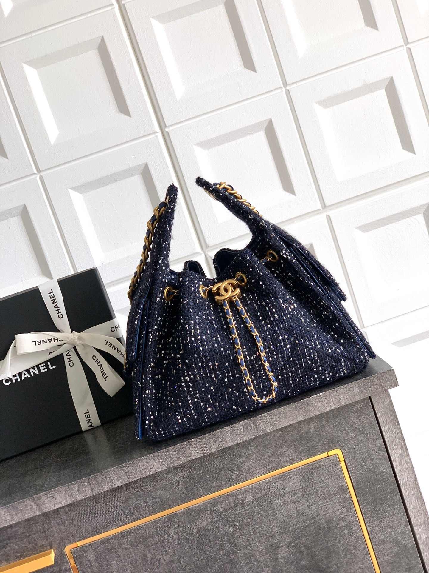 Chanel 25 Shoulder Bag Black & Blue