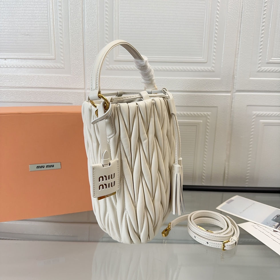 Thumbnail: Miu Miu Matelasse Nappa Bucket Bag White