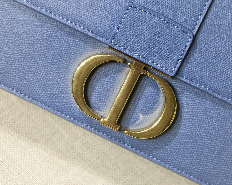 Thumbnail: Christian Dior Montaigne Gold Chain Shoulder Bag Light Blue
