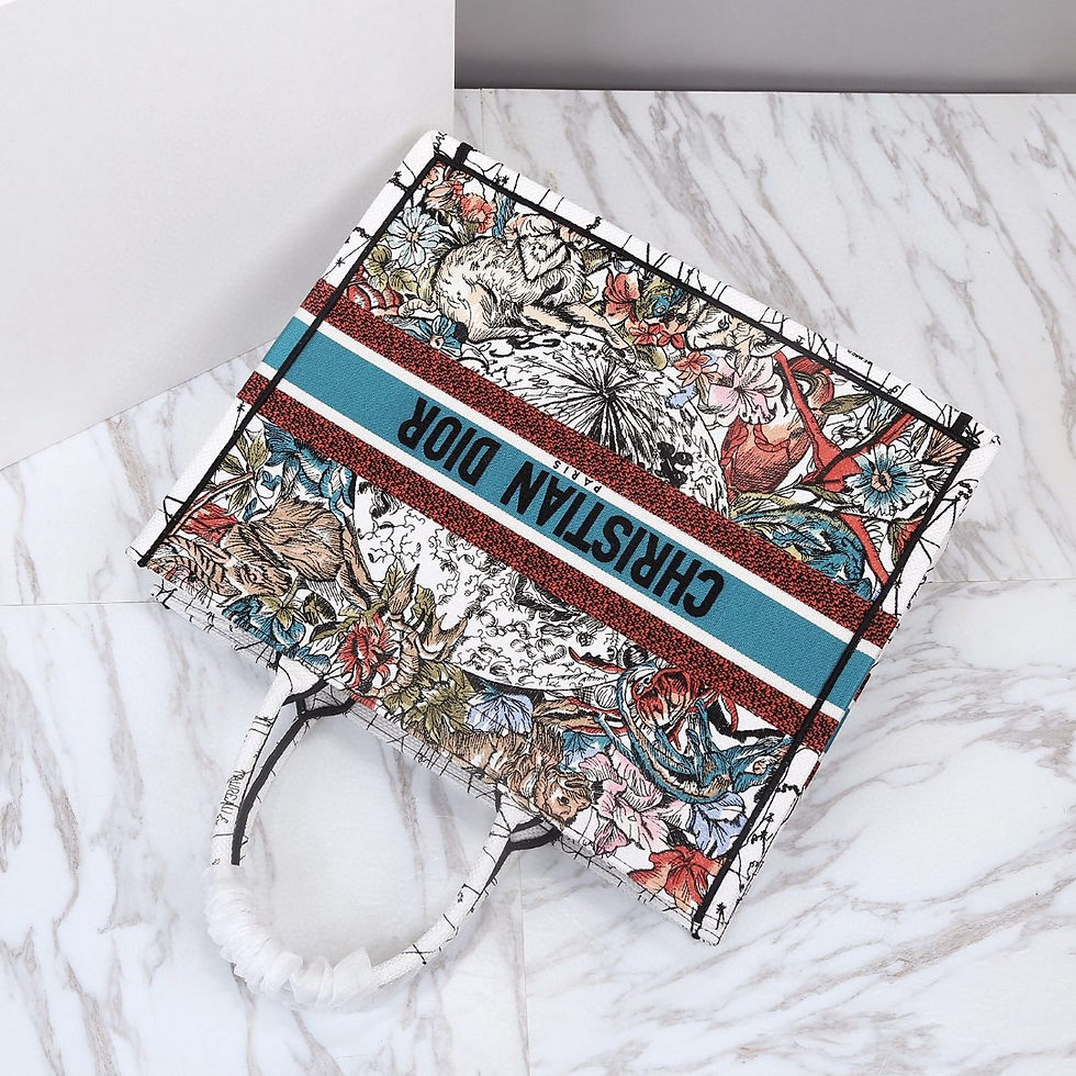 Thumbnail: Christian Dior Book Tote Bag Red & Blue Extra Large