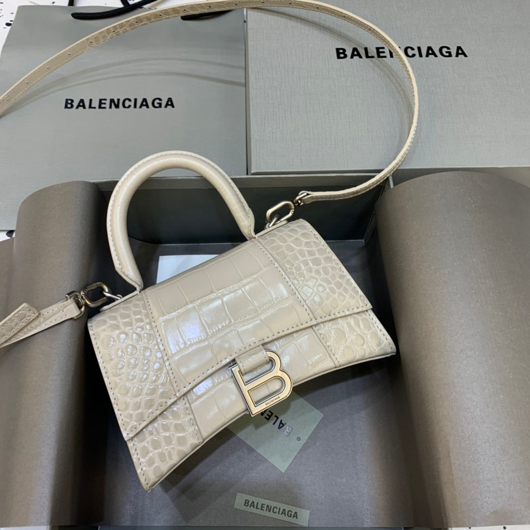 Balenciaga Hour Glass Shoulder Bag White Mini