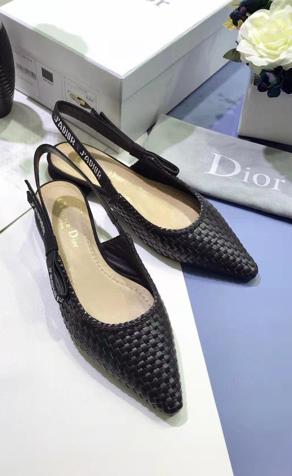 Christian Dior J'Adior Slingback Flat Black