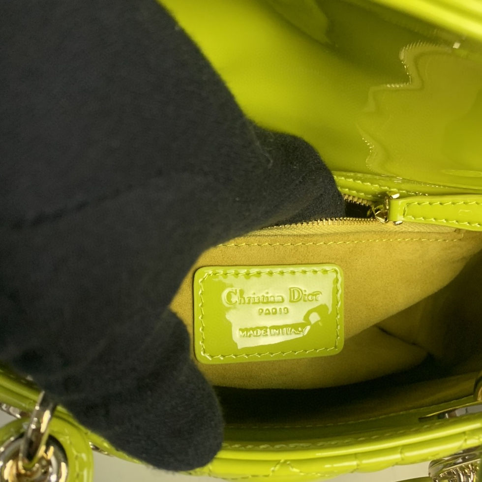 Thumbnail: Christian Dior Lady Dior Patent Bag Green Small
