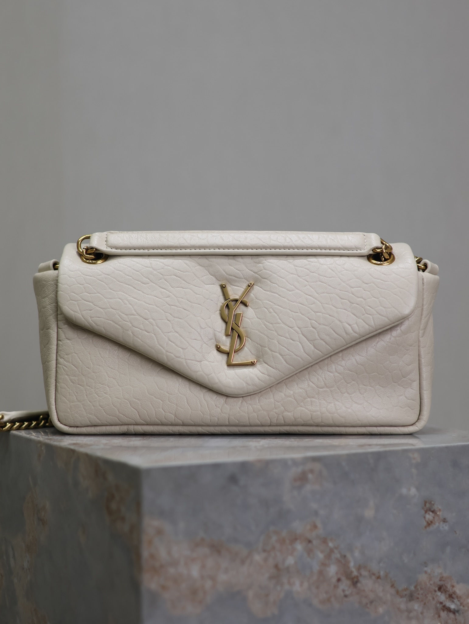 YSL Calypso Shoulder Bag White