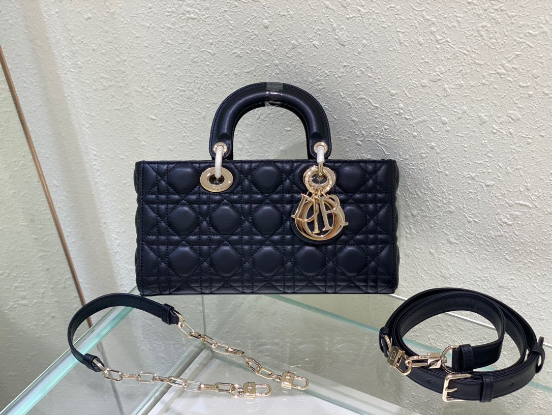 Christian Dior Lady D-Joy Gold Chain Handbag Black