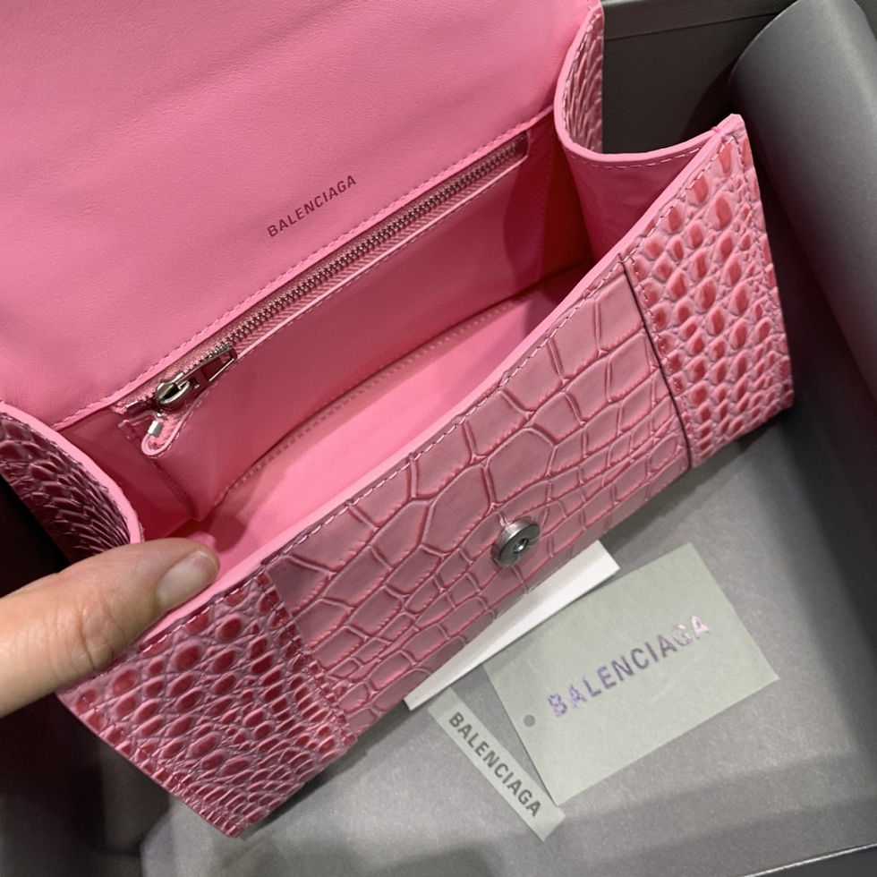 Thumbnail: Balenciaga Hourglass Croc Handbag Pink Small
