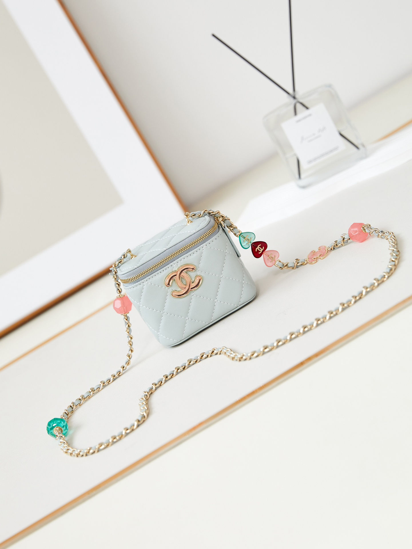 Chanel Vanity Case Shoulder Bag Light Blue