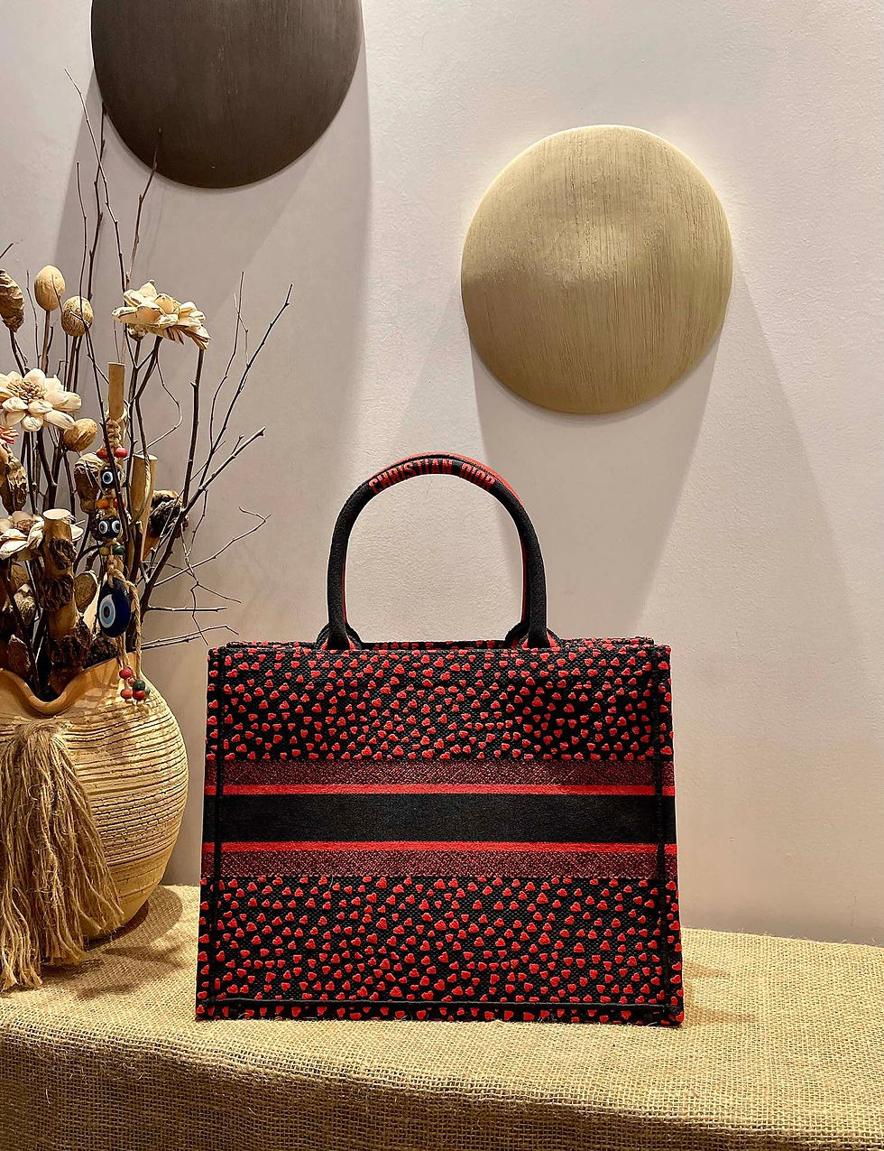 Thumbnail: Christian Dior Book Tote Bag Red Large