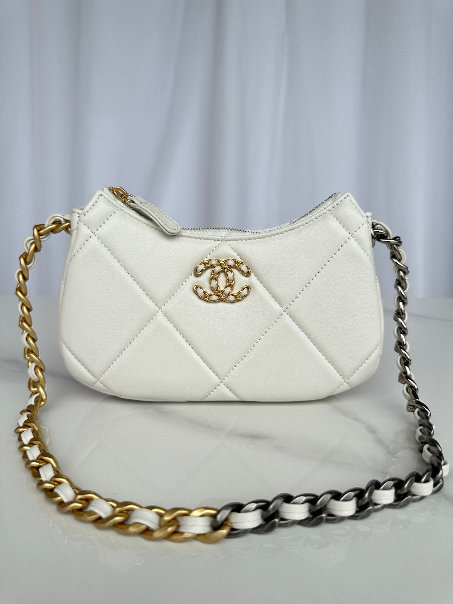 Chanel 19 Hobo Bag White
