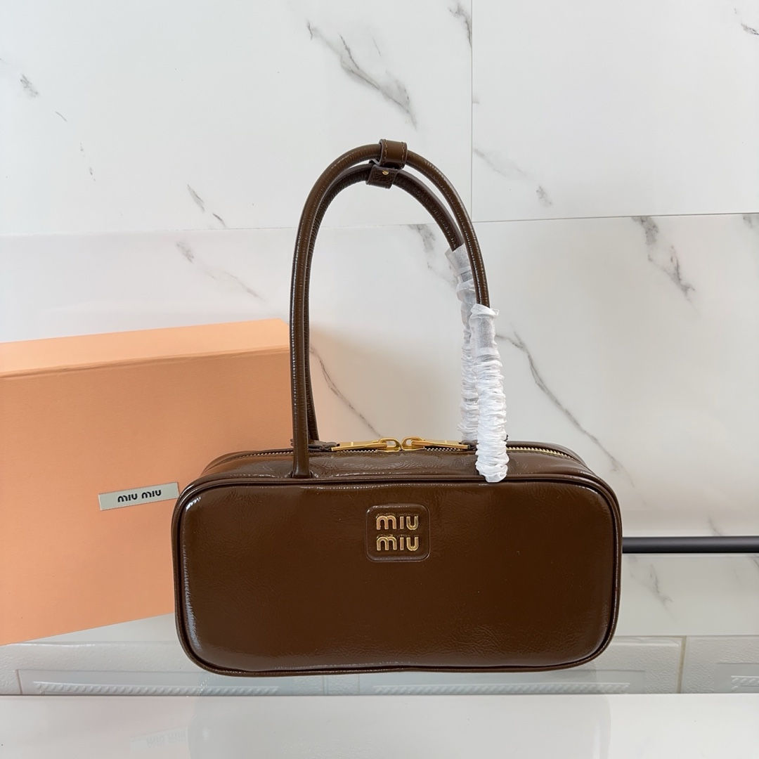 Miu Miu Bowling Shoulder Bag Brown