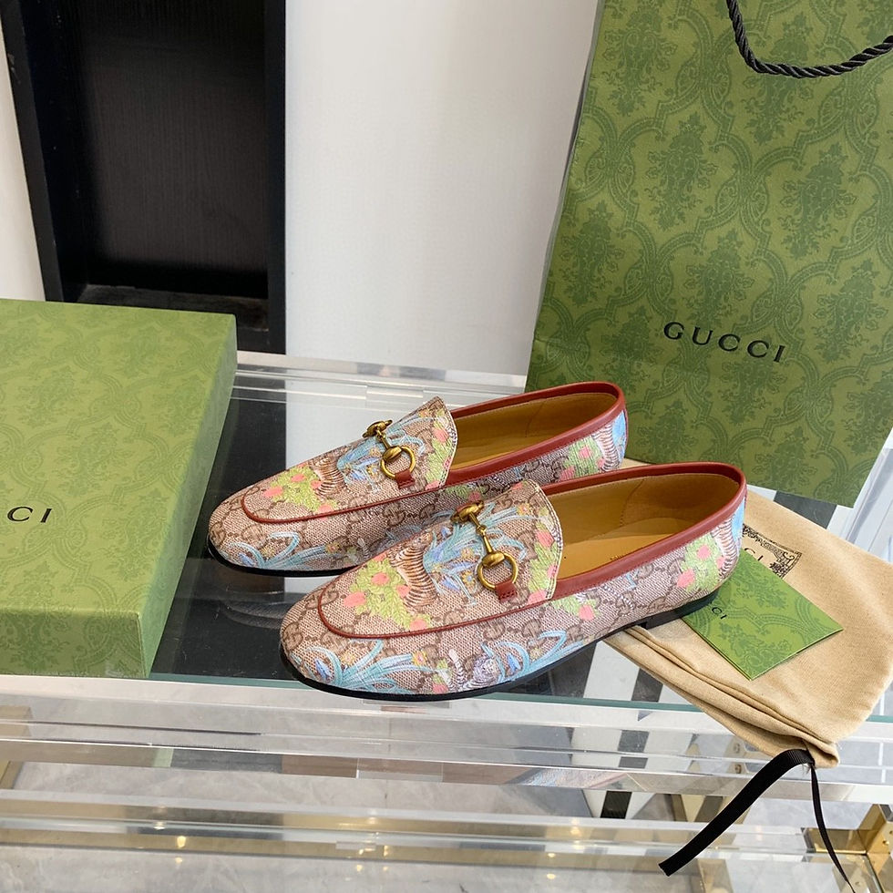 Thumbnail: Gucci Horsebit Tiger Monogram Loafer Biege