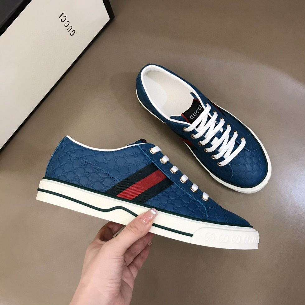 Thumbnail: Gucci Tennis Web Monogram Sneakers Blue