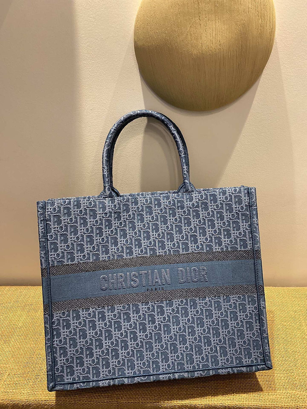 Thumbnail: Christian Dior Book Tote Bag Blue Extra Large