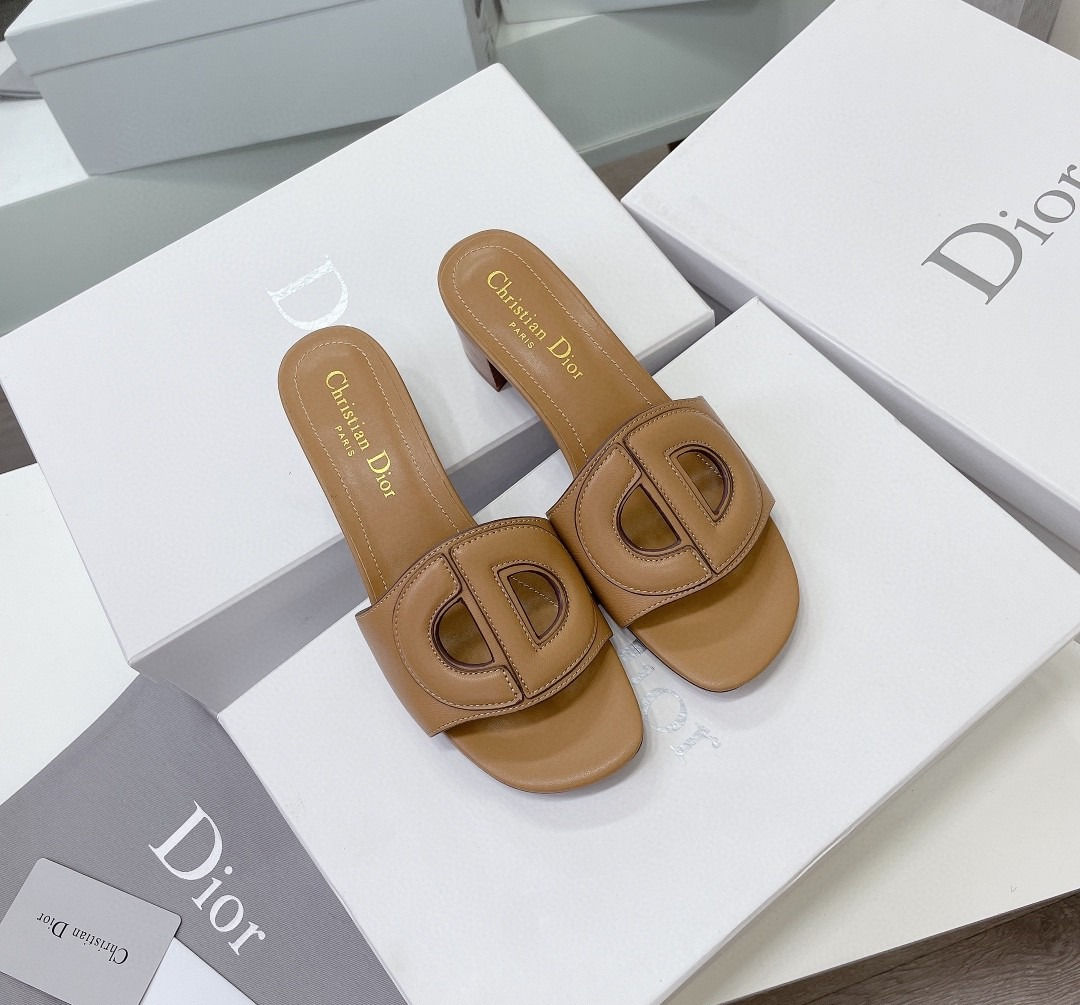 Christian Dior D-Club Heeled Slide Brown