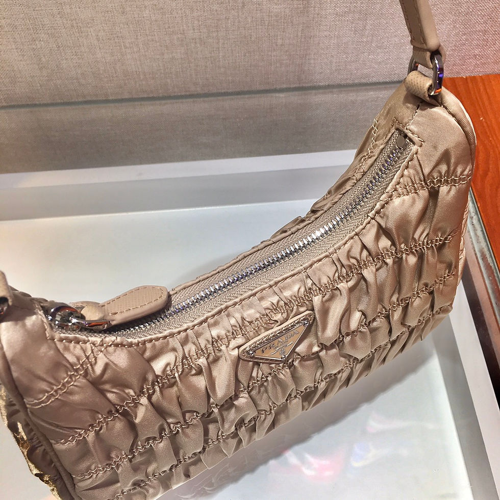 Thumbnail: Prada Ruched Hobo Bag Beige Small