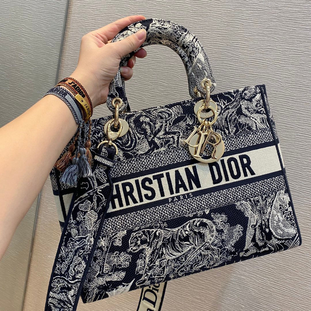 Christian Dior Lady D-Lite Handbag Blue & White