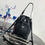 Thumbnail: Prada New Vela Nylon Bucket Bag W/ Studs Black/Red Small