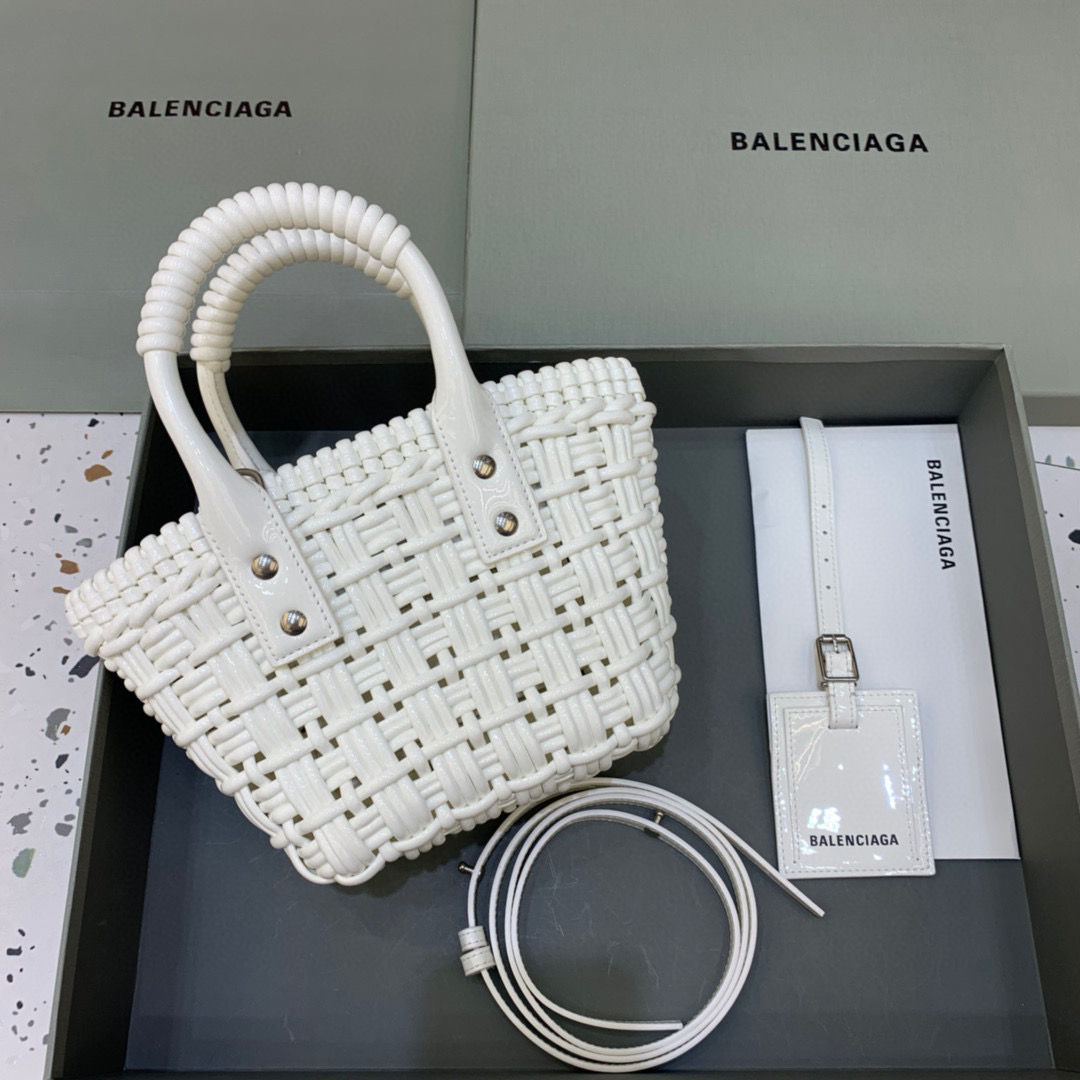Balenciaga Basket w/ Strap Bag White Mini