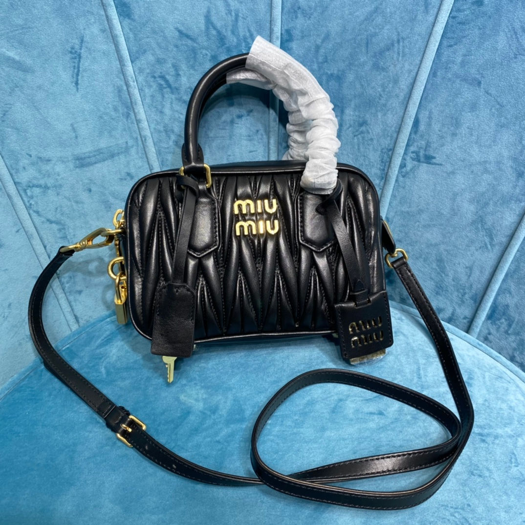 Miu Miu Arcadie Matelasse Handbag Black
