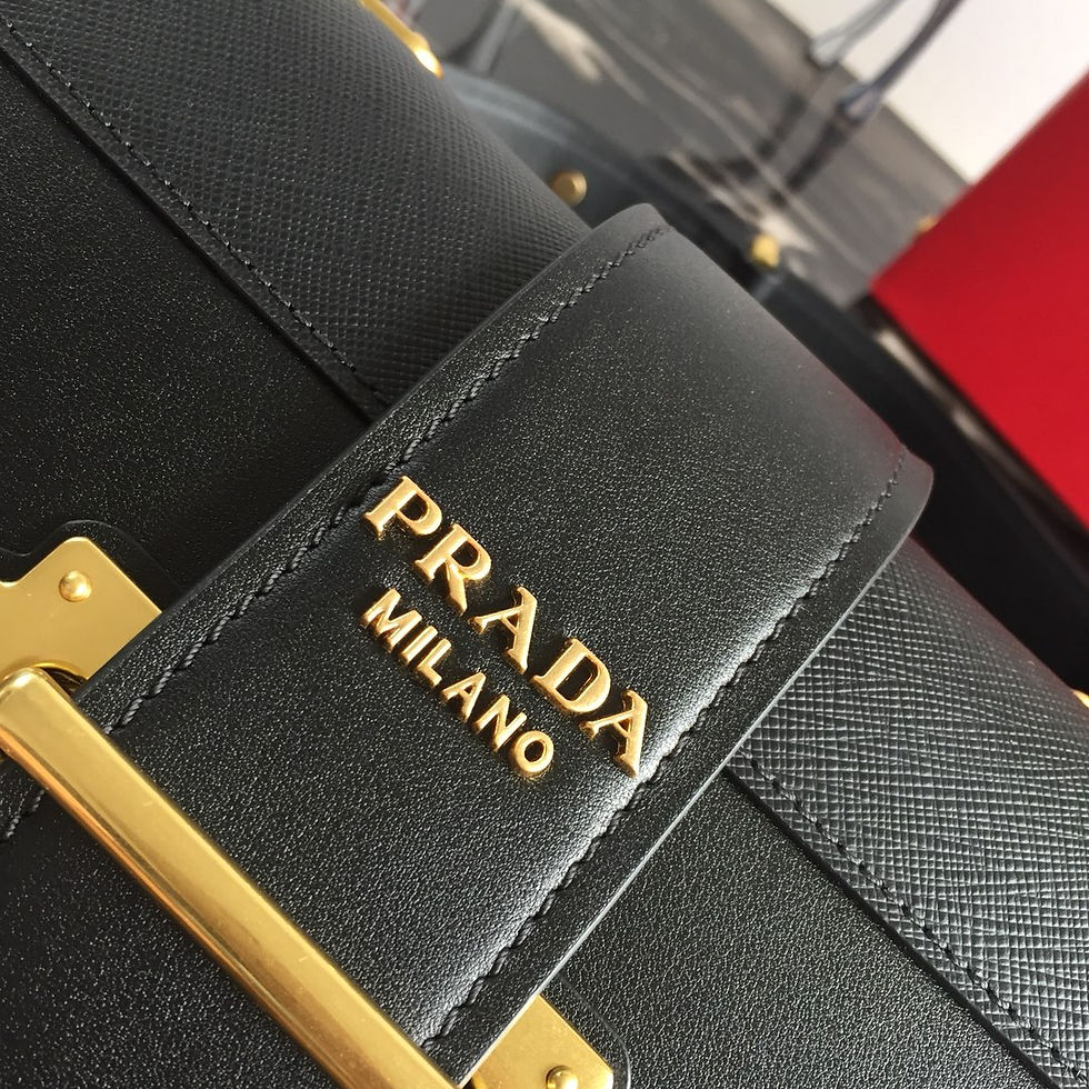 Thumbnail: Prada Cahier Leather Bag Black Mini