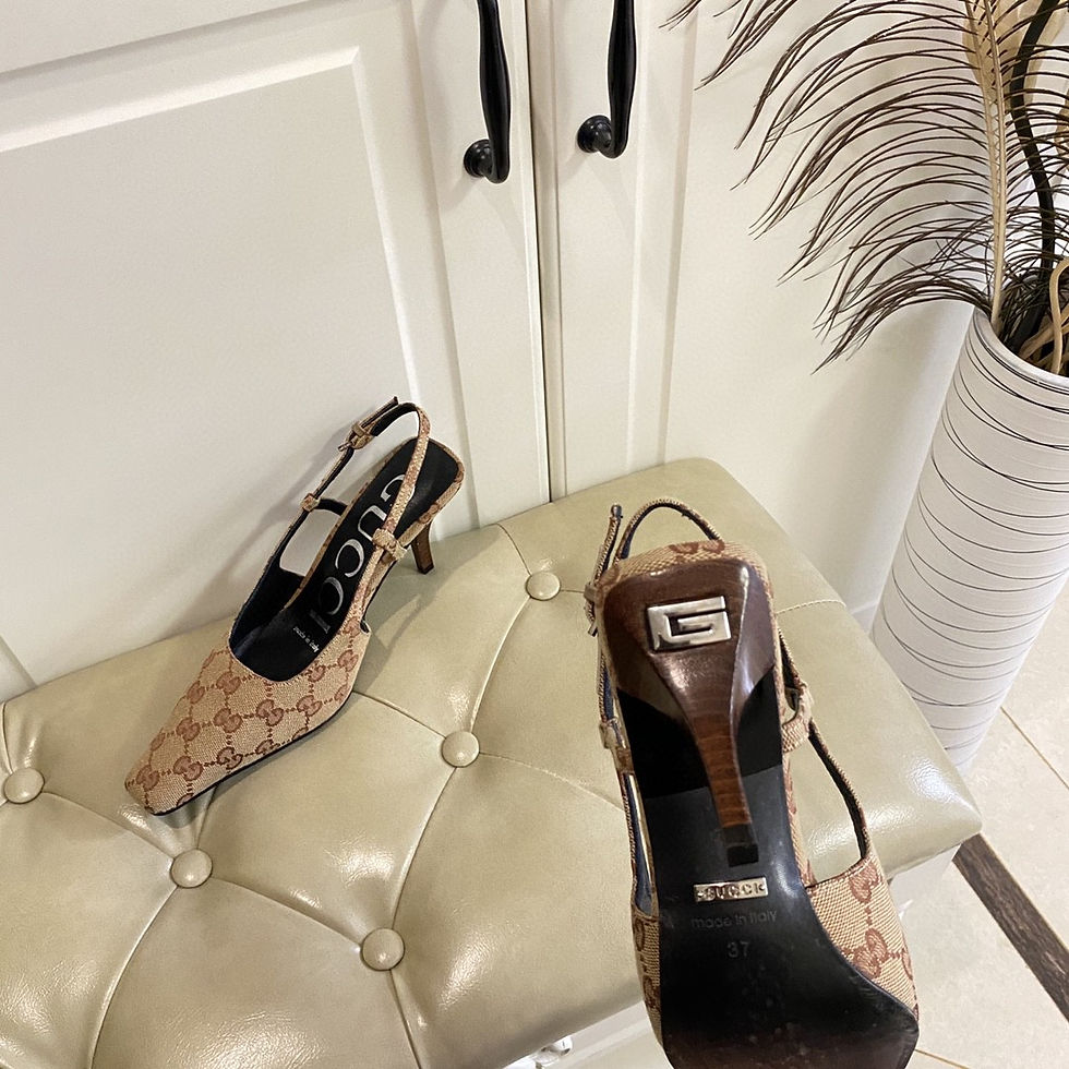 Thumbnail: Gucci Monogram Slingback Pumps Beige