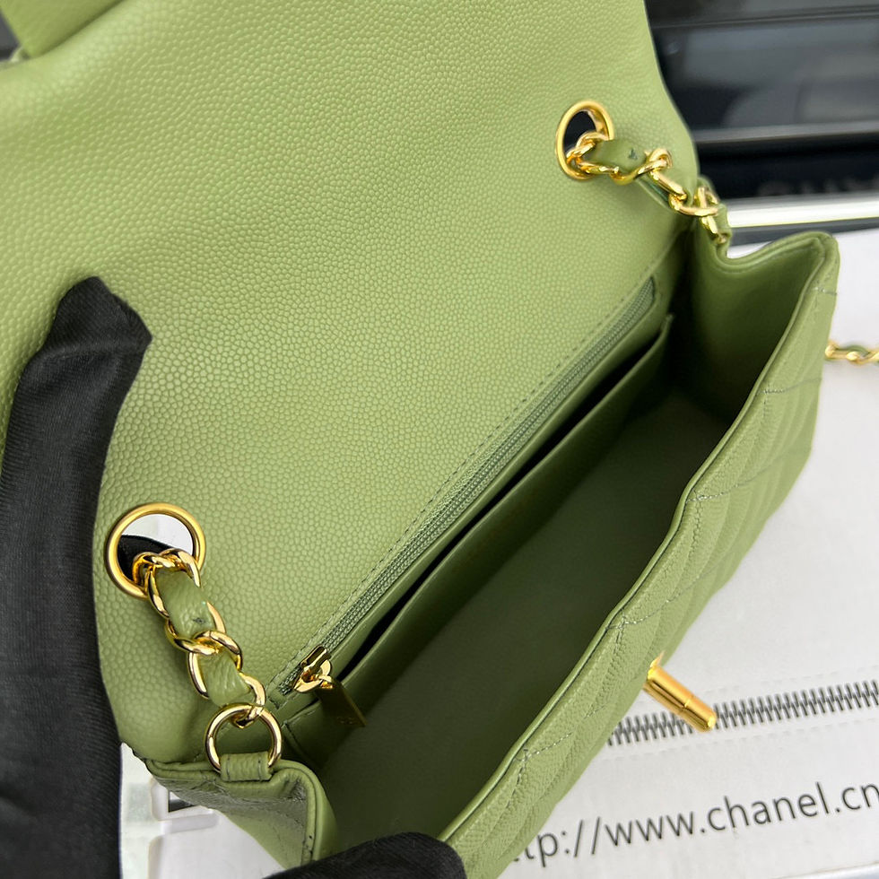 Thumbnail: Chanel Classic Gold Flap Shoulder Bag Light Green