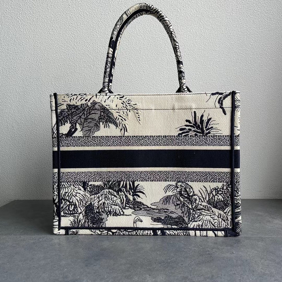 Thumbnail: Christian Dior Book Tote Bag Palms Black Large