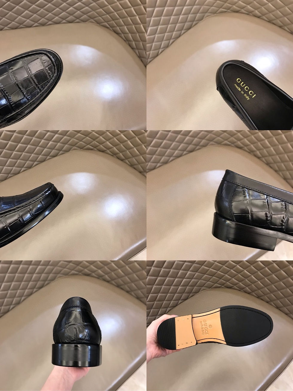 Thumbnail: Gucci Crocodile Loafers Black