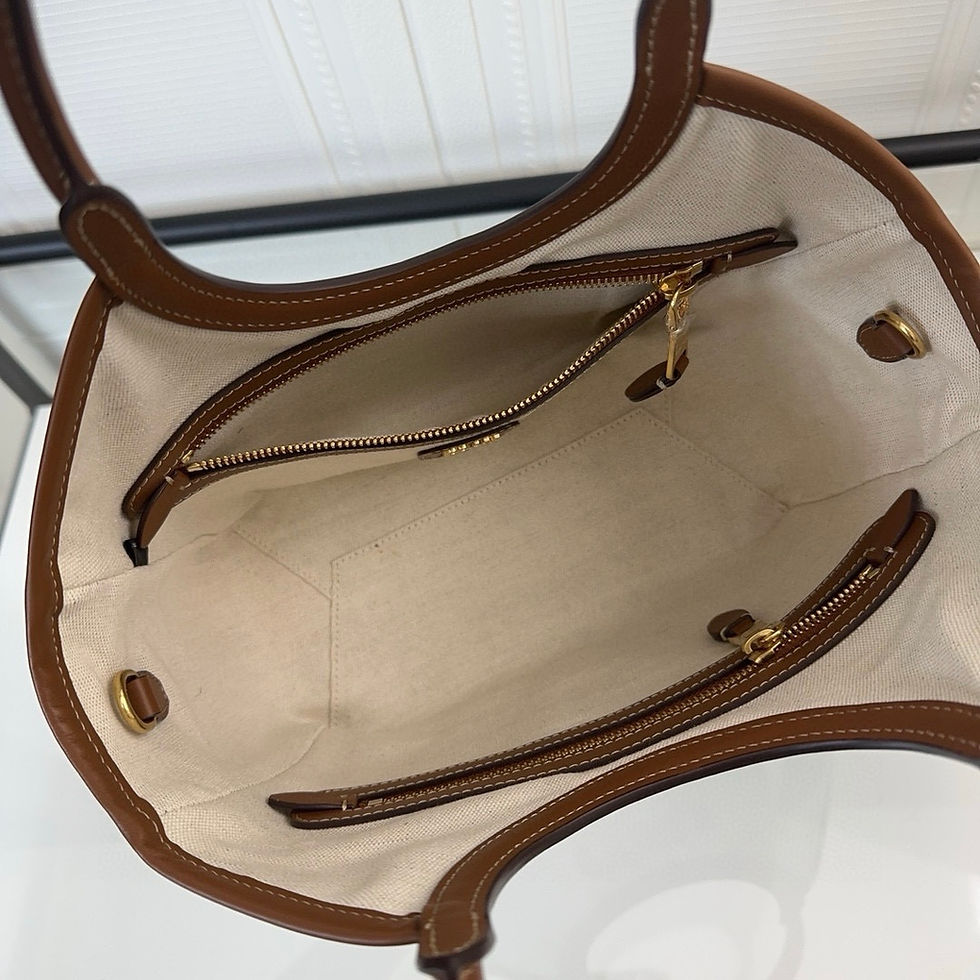 Thumbnail: Miu Miu Ivy Tote Bag Beige & Brown