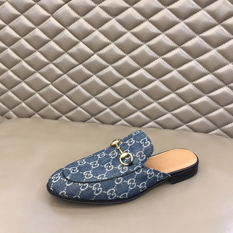Thumbnail: Gucci Horsebit Princetown Monogram Mule Slippers Denim Blue