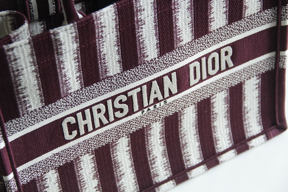 Thumbnail: Christian Dior Book Tote D-Stripes Maroon Large