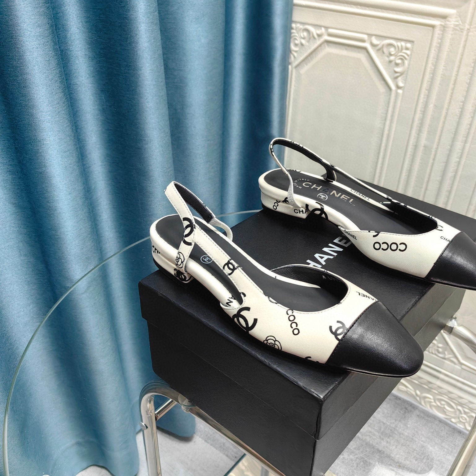 Chanel Slingback Shoe Black & White