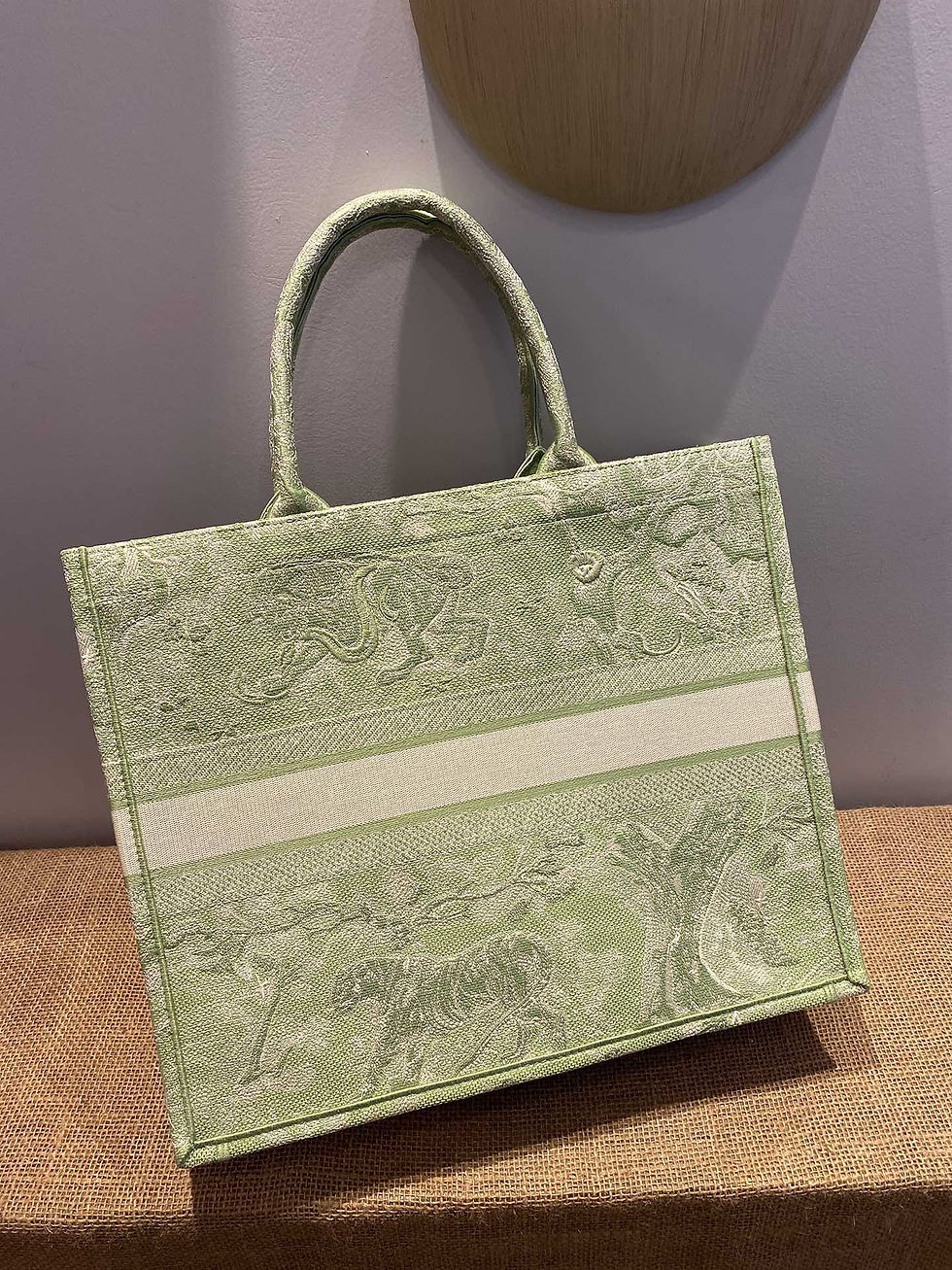 Thumbnail: Christian Dior Book Tote Bag Green Extra Large
