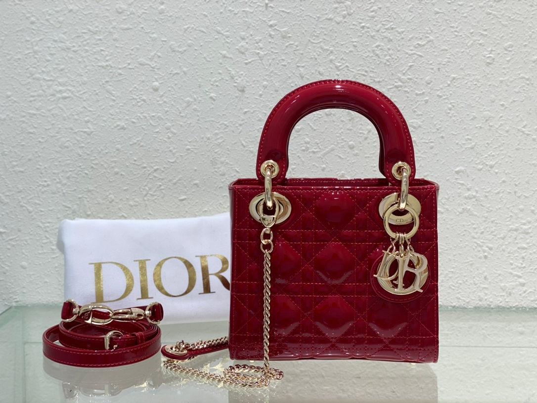 Christian Dior Lady Dior Handbag Red
