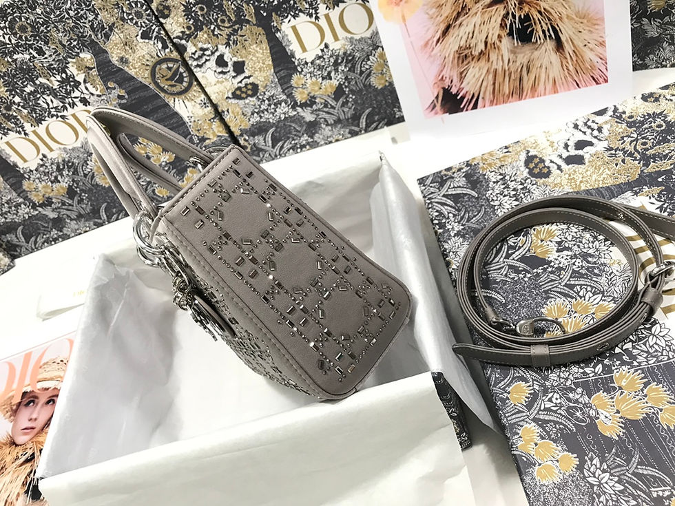 Thumbnail: Christian Dior Lady Dior Handbag Strass Gray Mini