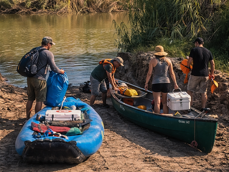 Paddlers after a trip down the Rio
