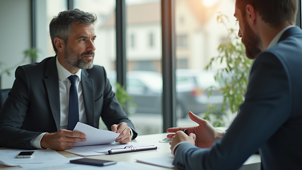 Close-up view of a financial advisor discussing loan options with a client