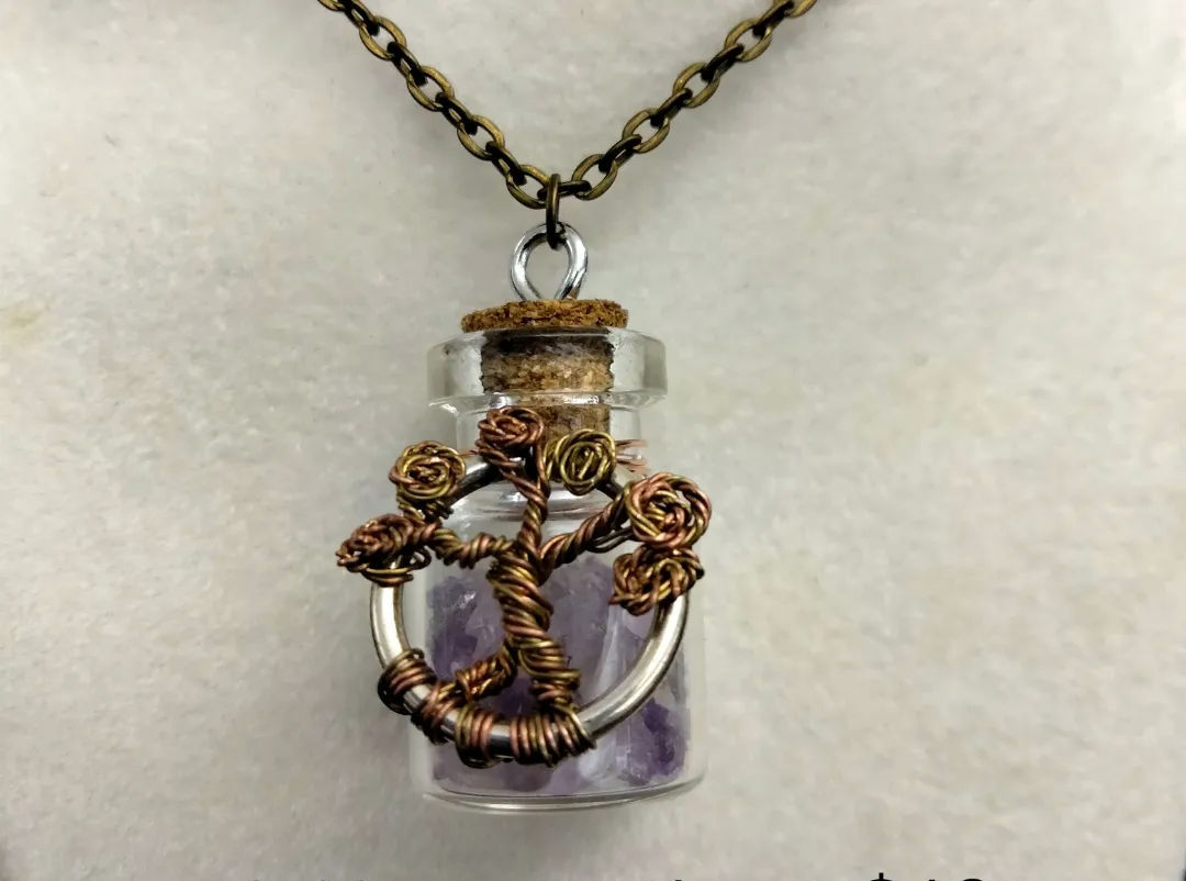 Mini jar of amethyst chips and Tree of Life 