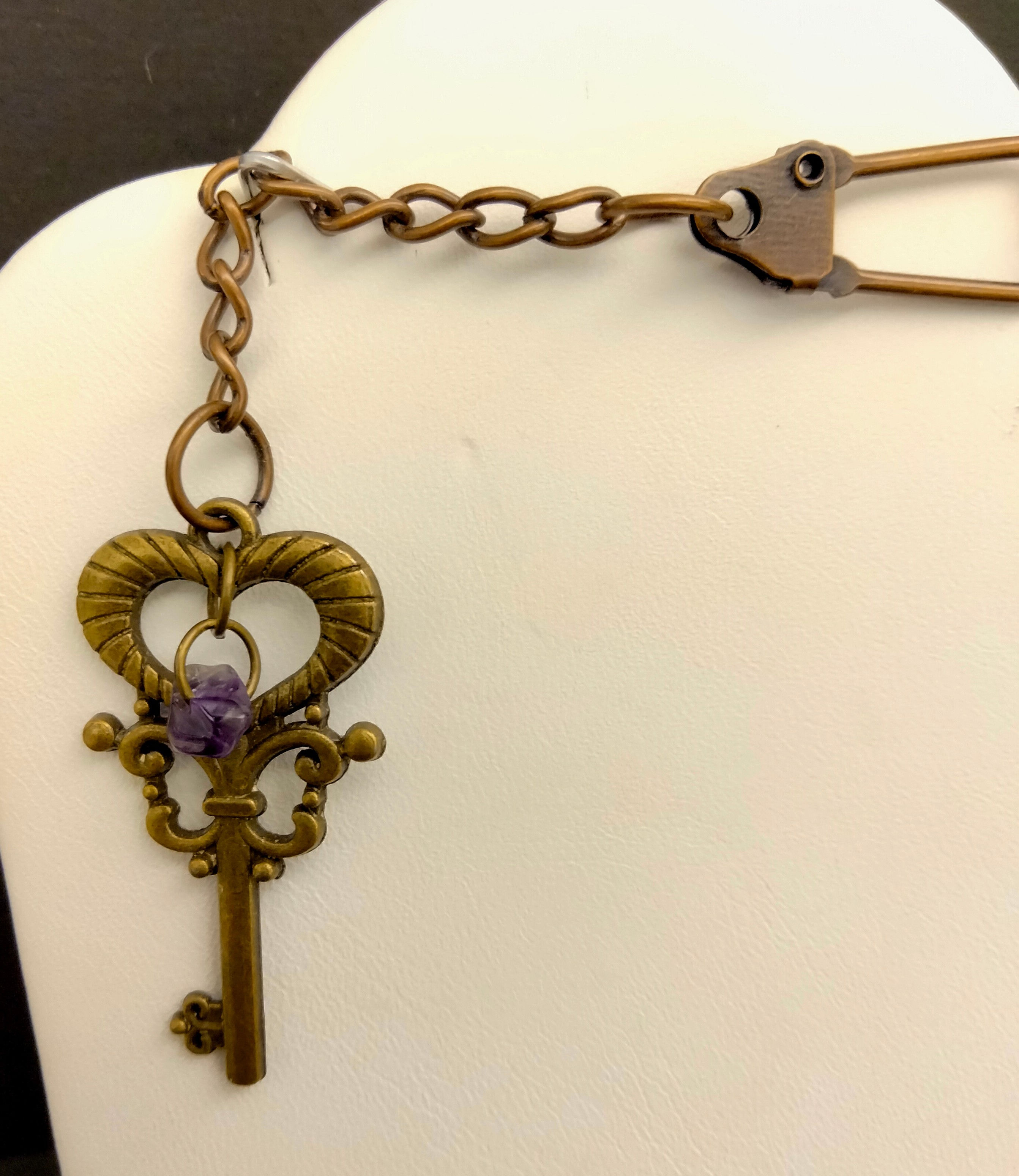 Amethyst Key charm keychain