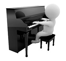 Person playing an upright piano