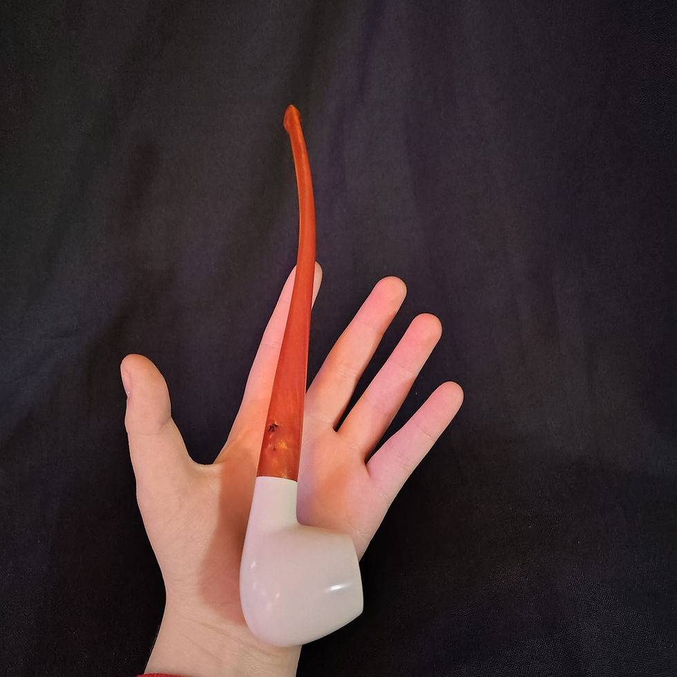 Thumbnail: Bent Apple Churchwarden Hand-carved Turkish Meerschaum Pipe , Ocp1104