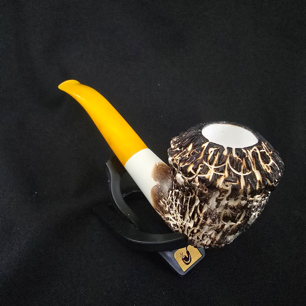 Thumbnail: Rhodesian Darkened Hand-carved Turkish Meerschaum Pipe , Ocp210