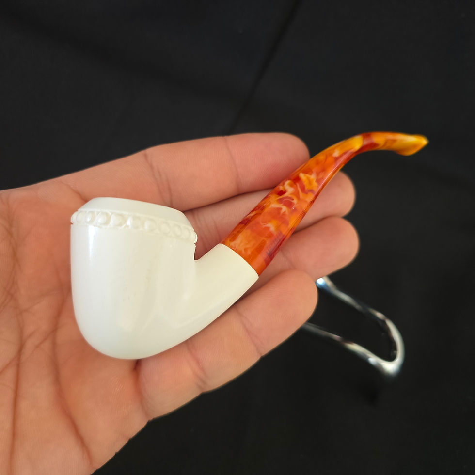 Thumbnail: Bent Rhodesian Hand-carved Turkish Meerschaum Pipe , Ocp1187