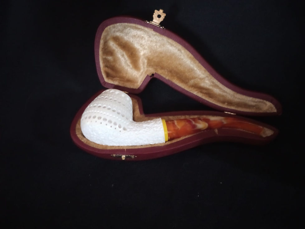 Thumbnail: Lattice Billiard Meerschaum Pipe , Hand-carved Turkish OCP269