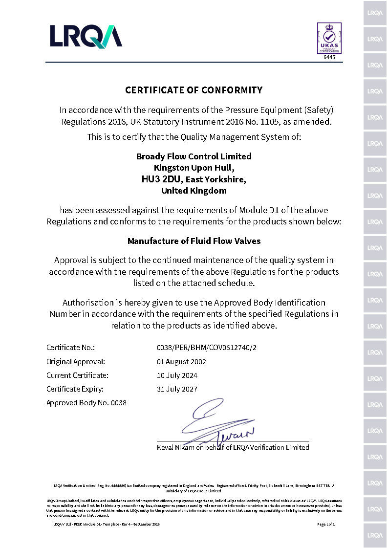 Broady PED Approval UK (PCV)