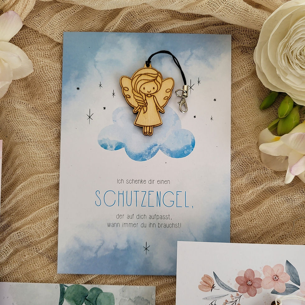Miniaturbild: Schutzengelkarte mit Holzanhänger