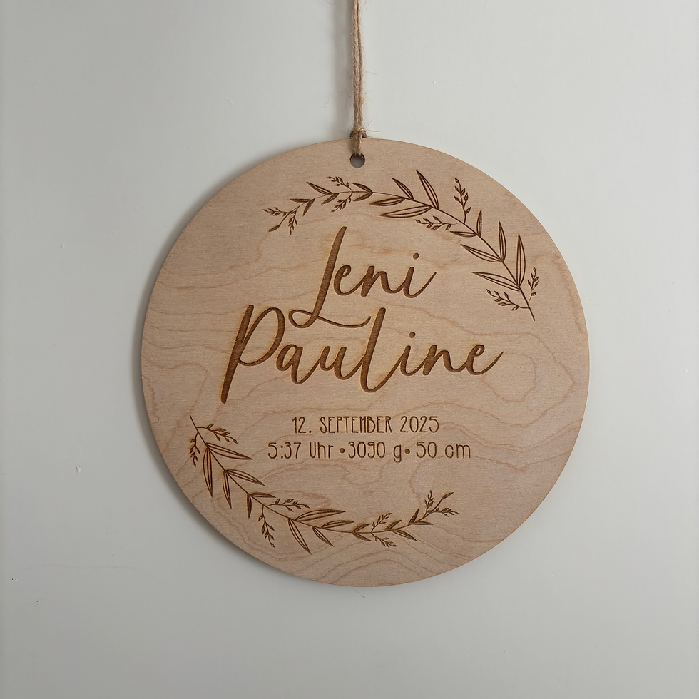Miniaturbild: Holzschild Geburtsdaten "floral" 20 cm / Türschild / Geschenk Geburt